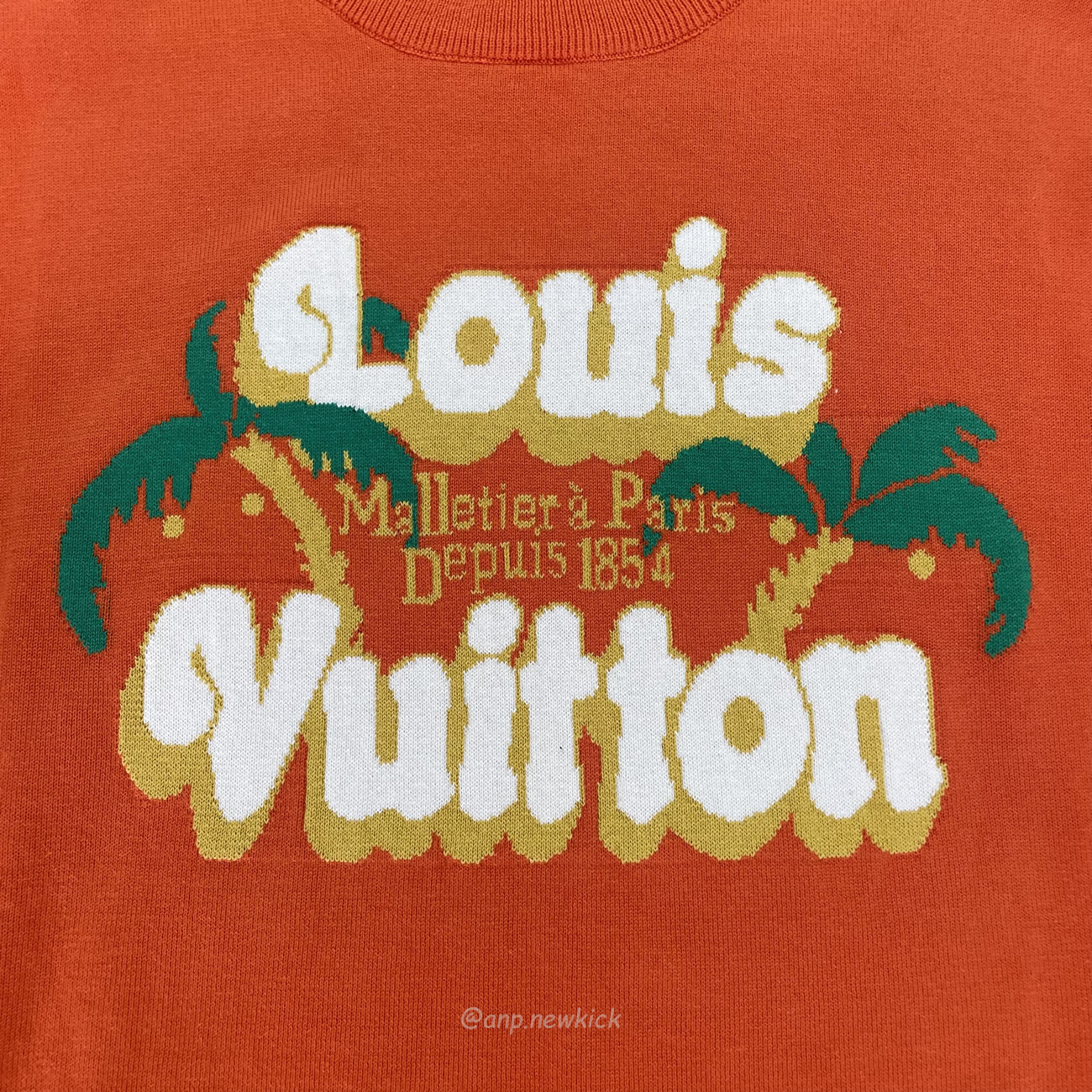 Louis Vuitton Short Sleeved Cotton Crewneck Orange Fw24 (7) - newkick.org